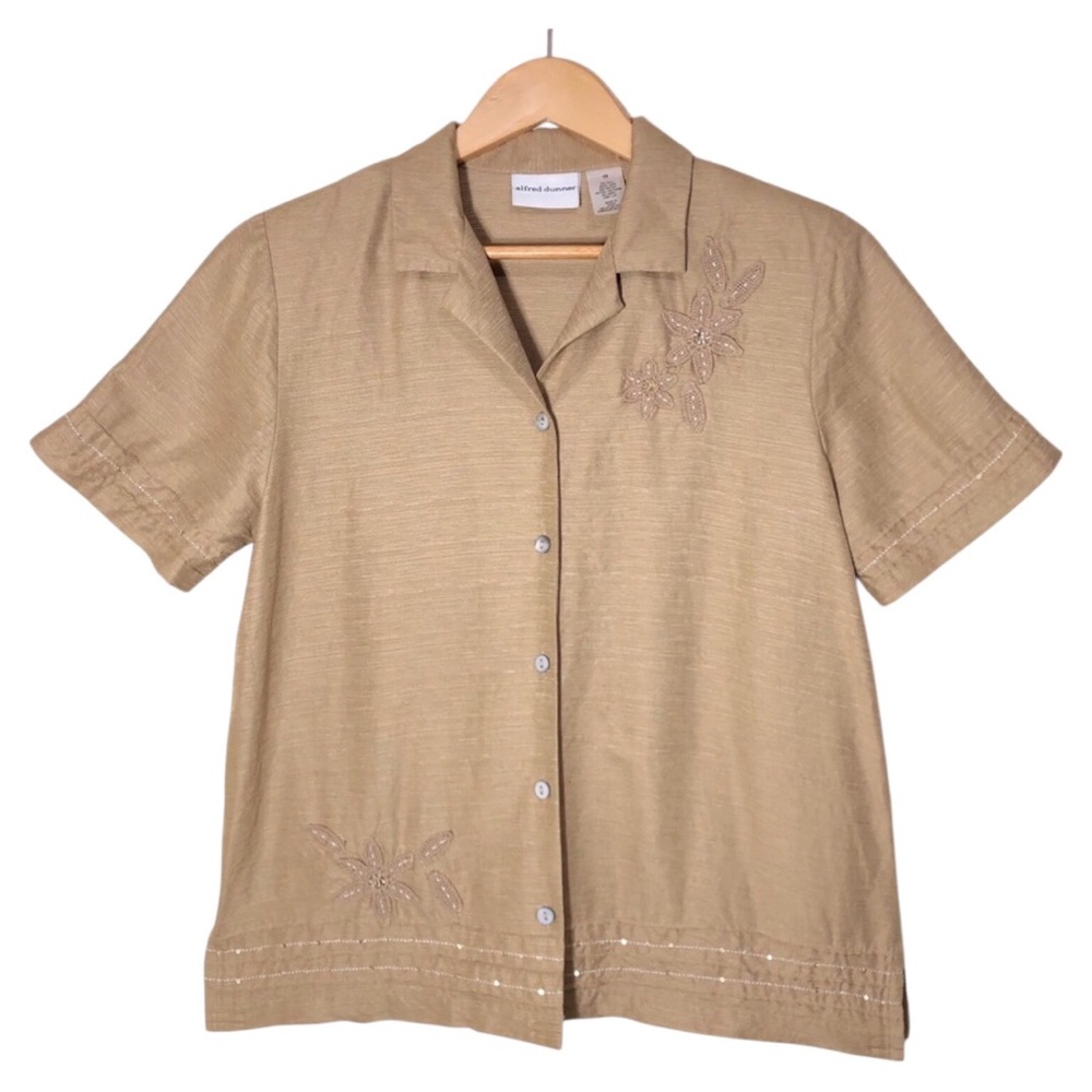Womens Silk Linen Blend Shirt Size 10